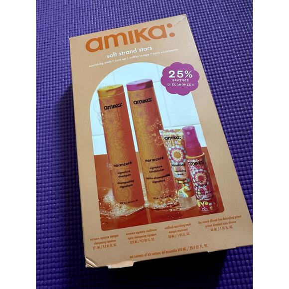 Amika Soft Strand Stars Nourishing Wash & Care Set Hair Shampoo Conditioner NEW - Picture 1 of 5
